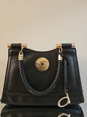 bebe Black Tote with Gold Hardware